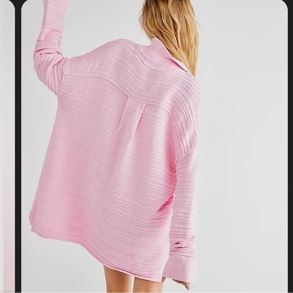 Free People Beach Day Dreaming Button Up Pink Cardigan - Picture 2 of 9